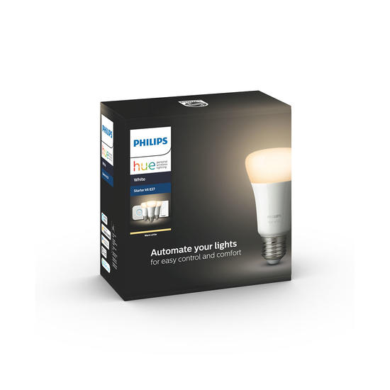 Philips Hue White Kit 3 bombillas LED inteligente E27 + Bridge + Mando inalámbrico