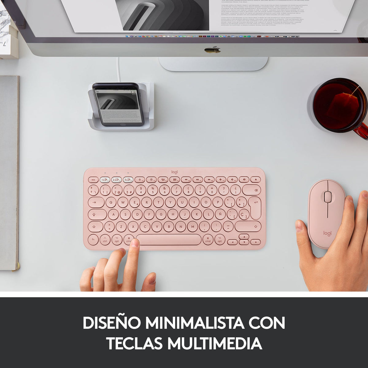 Teclado Bluetooth multidispositivo K380 de Logitech Rosa - Macnificos