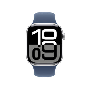 Apple Watch Series 10 | GPS + Cellular | 46mm | Caja de Aluminio Plata | Correa Deportiva Azul Denim | Talla M/L