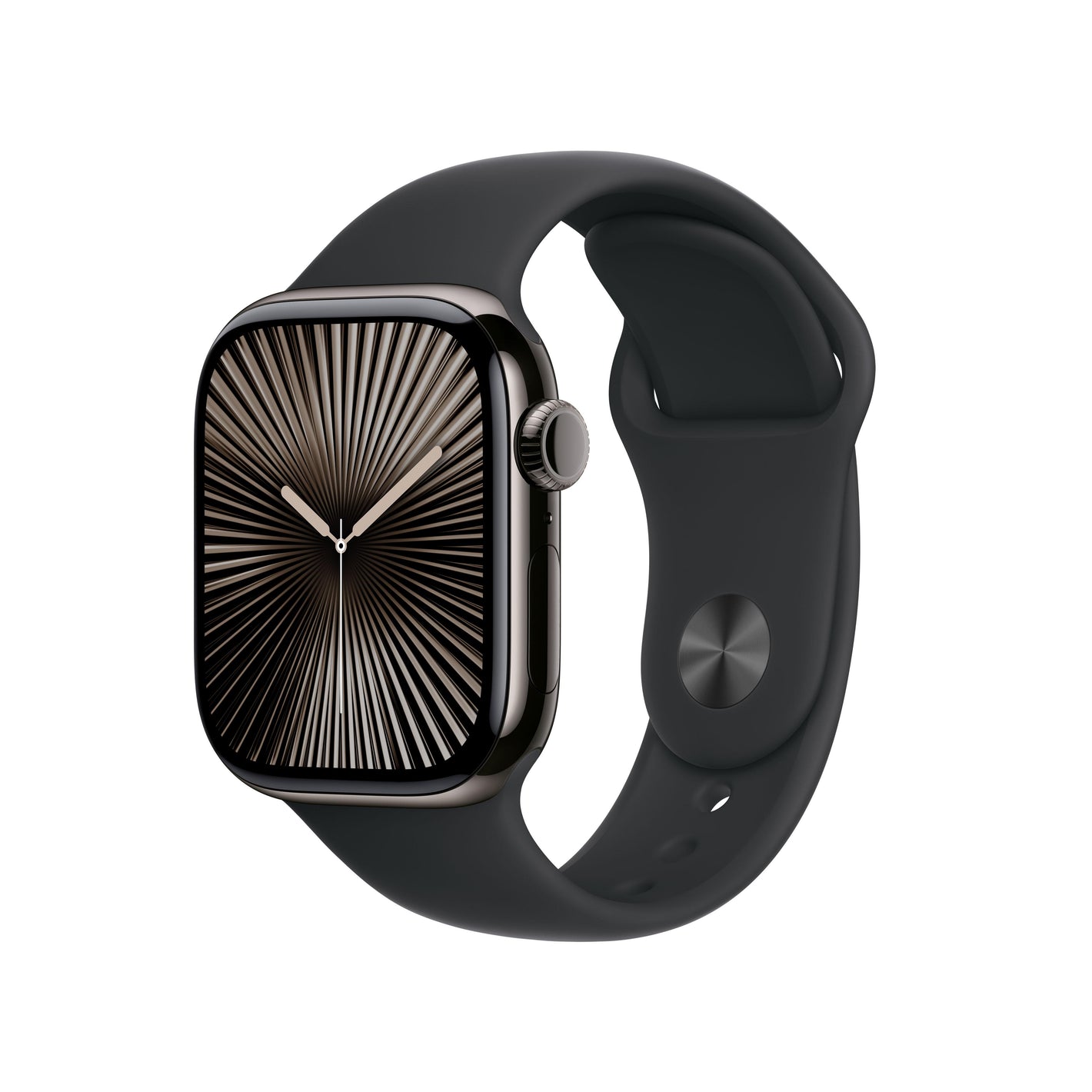 Apple Watch Series 10 | GPS + Cellular | 42mm | Caja de Titanio Pizarra | Correa Deportiva Negro | Talla S/M
