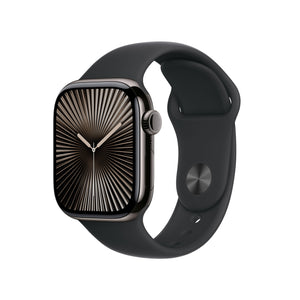 Apple Watch Series 10 | GPS + Cellular | 42mm | Caja de Titanio Pizarra | Correa Deportiva Negro | Talla S/M