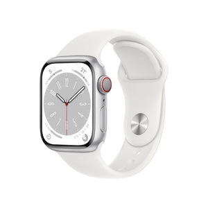 Apple Watch Series 8 | GPS + Cellular | 41mm | Caja de Aluminio Plata | Correa Deportiva Blanca | Talla Regular