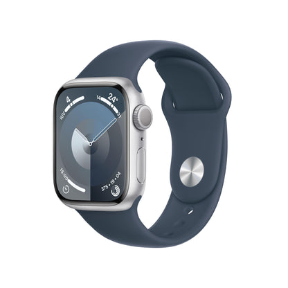 Apple Watch Series 9 | GPS | 41mm | Caja de Aluminio Plata | Correa Deportiva Azul Tempestad | Talla M/L
