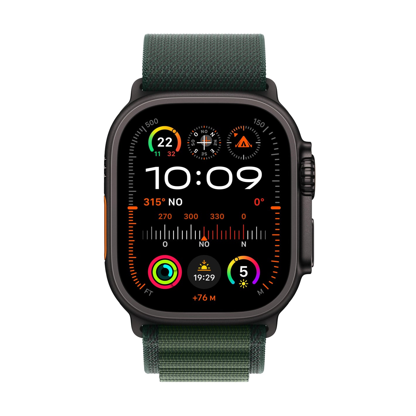 Apple Watch Ultra 2 | GPS + Cellular | 49mm | Caja de Titanio Negro | Correa Loop Alpine Verde Oscuro | Talla M