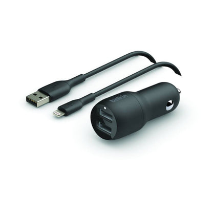 Cargador coche doble USB-A + Cable Lightning de Belkin - Macnificos