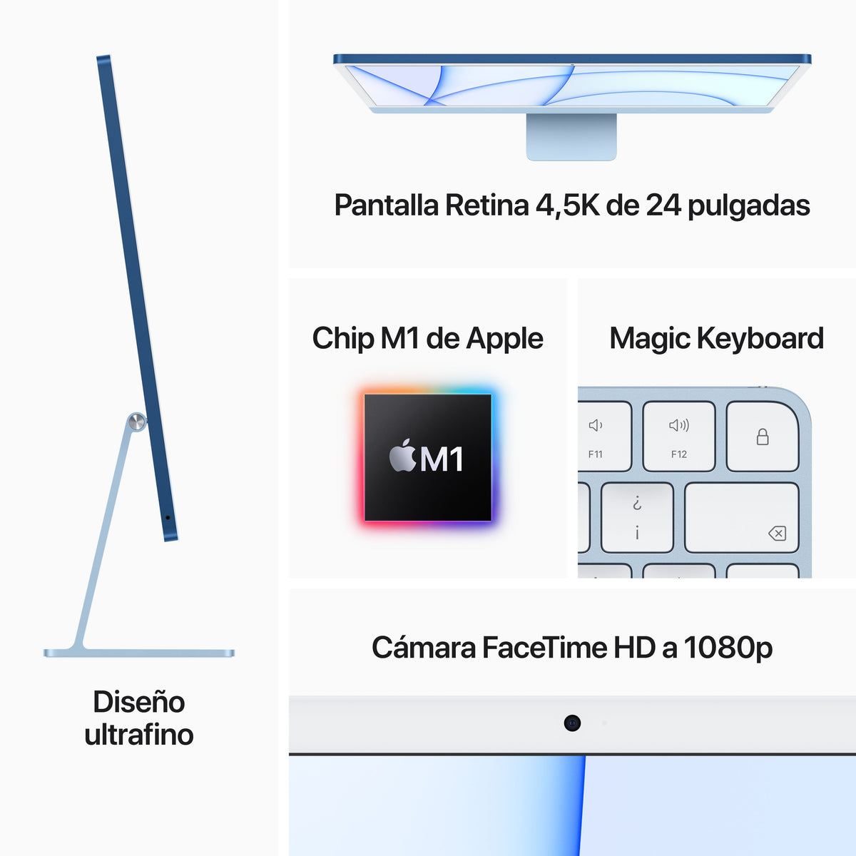iMac con pantalla Retina 4,5K de 24 pulgadas Chip M1 de Apple con CPU de ocho núcleos y GPU de siete núcleos - Macnificos