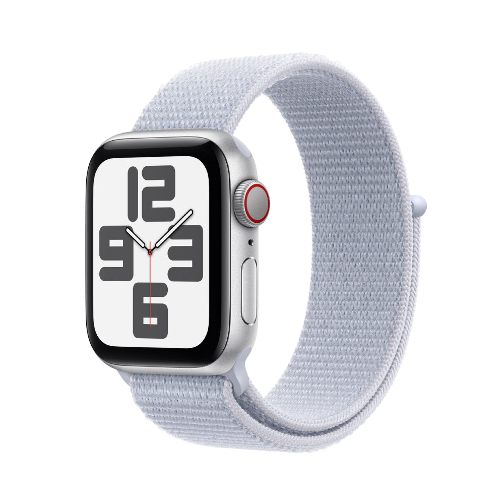 Apple Watch SE | GPS + Cellular | 40mm | Caja de Aluminio Plata | Correa Deportiva Azul Nube