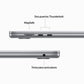Apple MacBook Air 15" Chip M2 | 8 GB RAM | 256 GB SSD | CPU 8 núcleos | GPU 10 núcleos - Gris Espacial