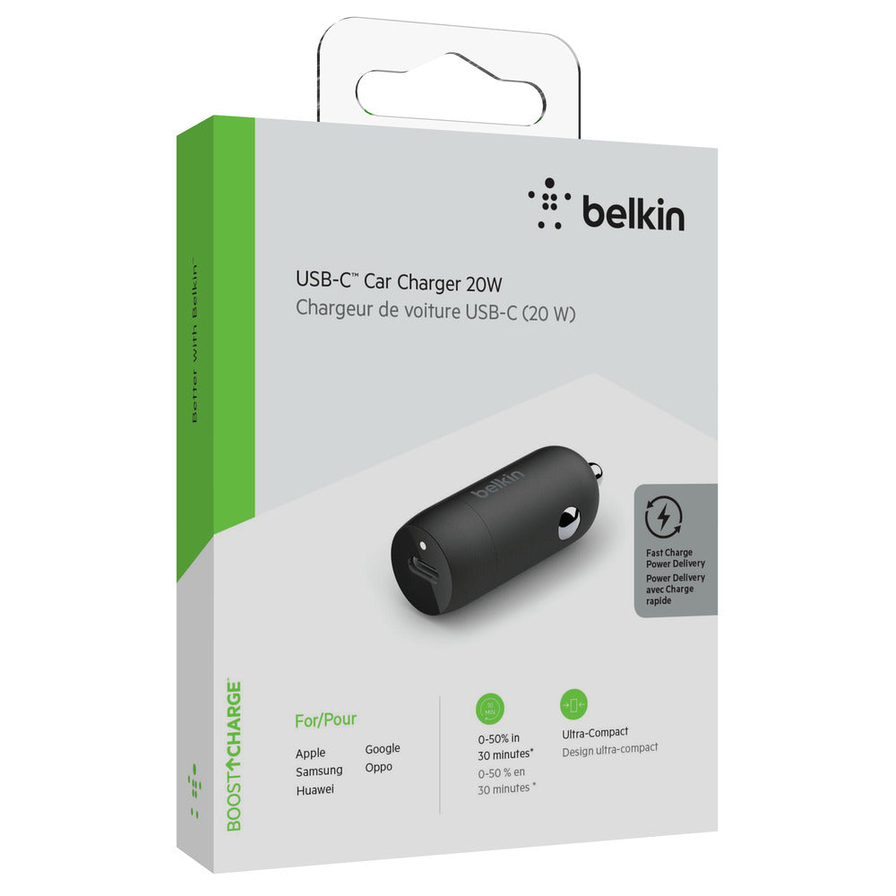 Cargador para coche USB-C de 20W de Belkin - Macnificos