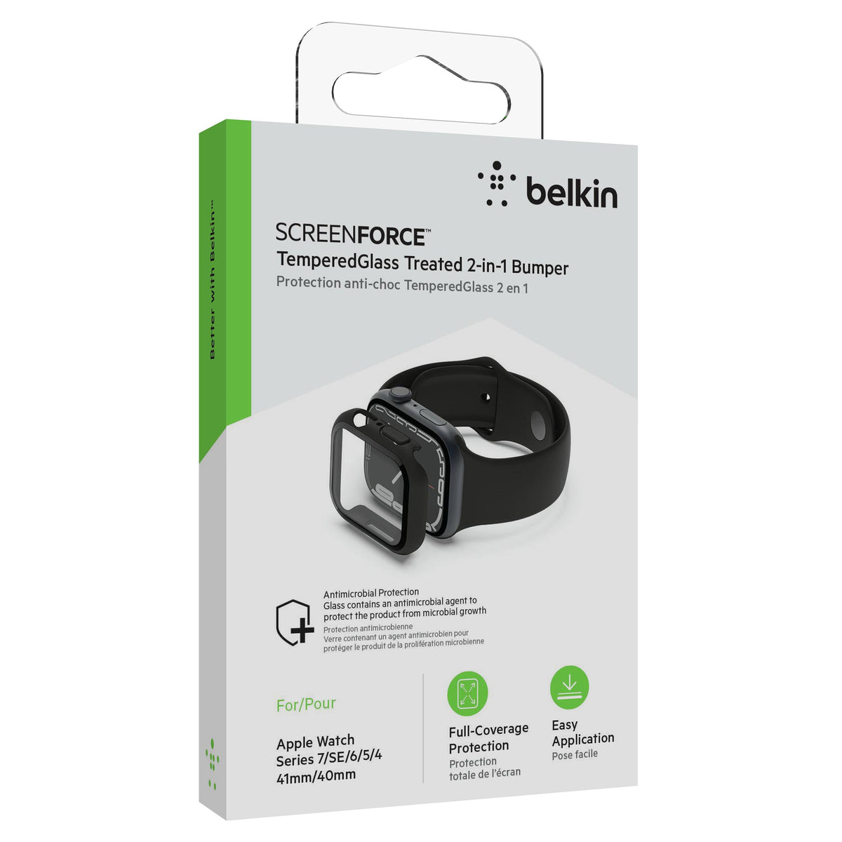 Cristal templado para Apple Watch 2en1 con protección 360 de Belkin Negro 40/41mm - Macnificos