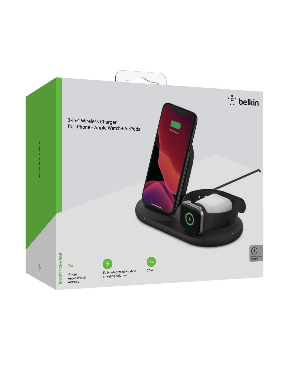 Base de carga inalámbrica Triple BOOST↑CHARGE™ 10W con adaptador de Belkin - Macnificos