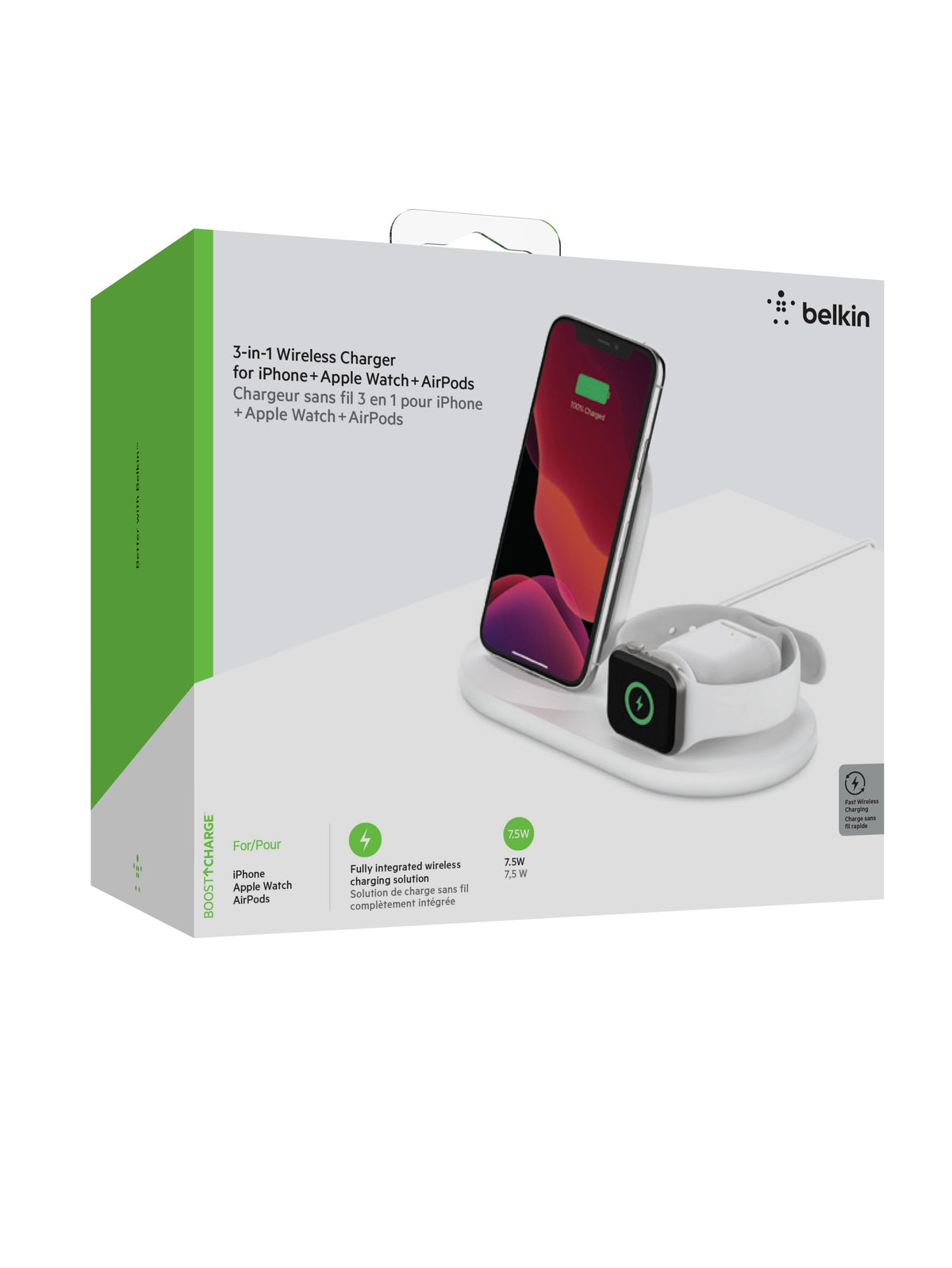 Base de carga inalámbrica Triple BOOST↑CHARGE™ 10W con adaptador de Belkin - Macnificos