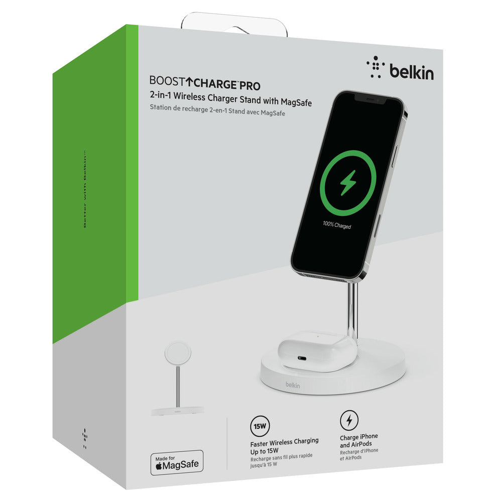 Base de carga con Magsafe 2-in-1 BOOST↑CHARGE™ PRO de Belkin Blanco - Macnificos