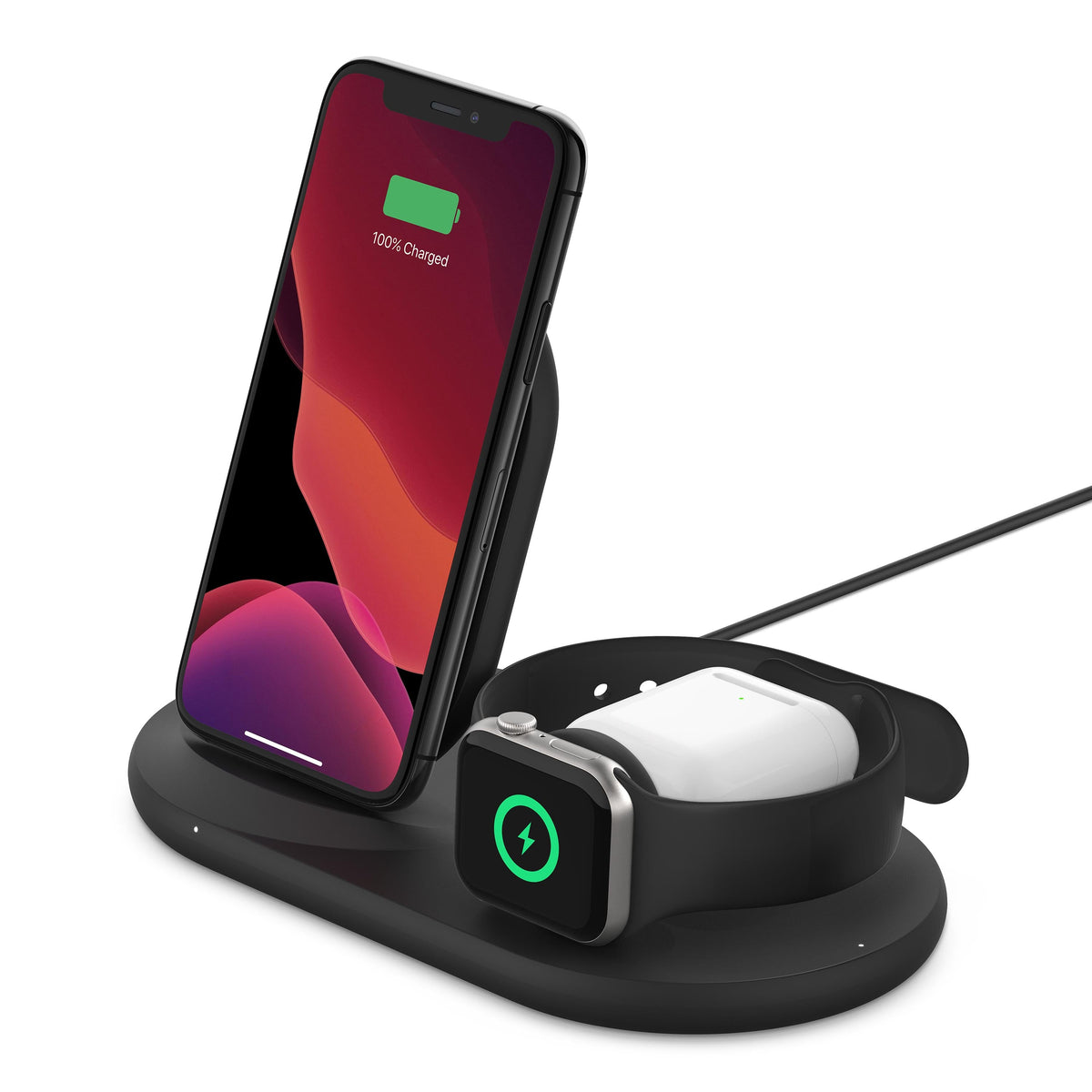 Base de carga inalámbrica Triple BOOST↑CHARGE™ 10W con adaptador de Belkin - Macnificos