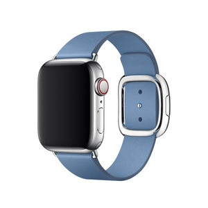 Apple Correa de Cuero con Hebilla moderna Plata para Apple Watch Series 4 40mm Azul