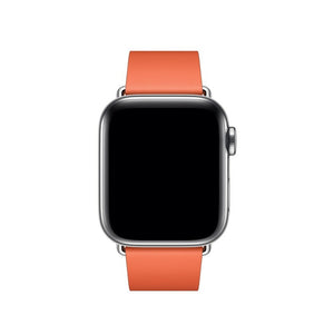 Apple Correa de Cuero con Hebilla moderna Plata para Apple Watch Series 4 40mm Naranja