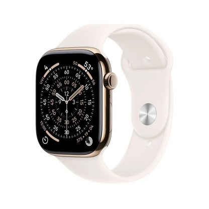 Apple Watch Series 11 (GPS + Cellular) - Caja de titanio en oro de 46 mm - Correa deportiva rosa rubor - Talla S/M