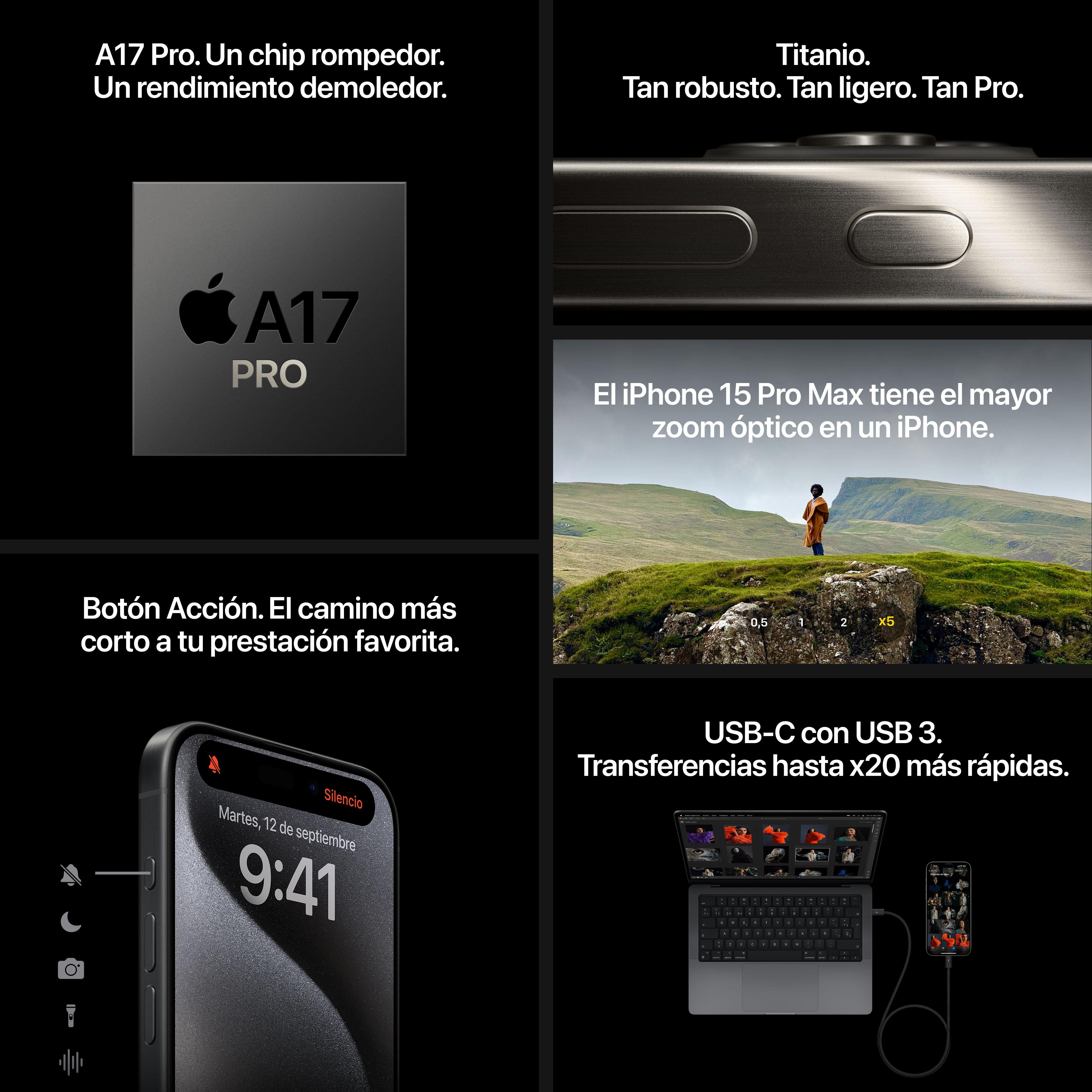 Apple iPhone 15 Pro Max | 256 GB | Titanio Natural