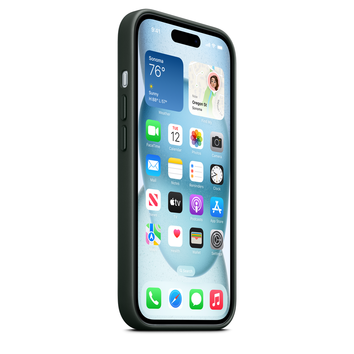 Funda de trenzado fino con MagSafe para el iPhone 15 - Verde perenne - Macnificos