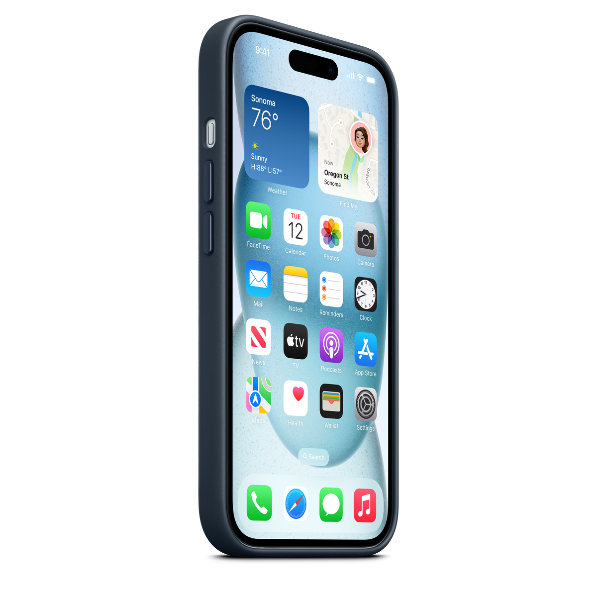 Funda de trenzado fino con MagSafe para el iPhone 15 - Azul pacífico - Macnificos