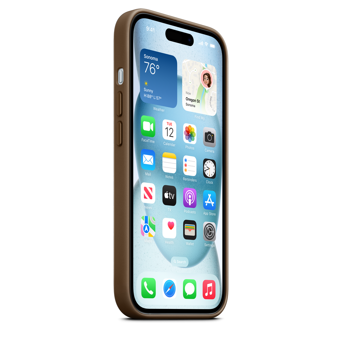 Funda de trenzado fino con MagSafe para el iPhone 15 - Marrón topo - Macnificos