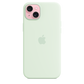 Funda de silicona con MagSafe para el iPhone 15 Plus - Menta suave - Macnificos