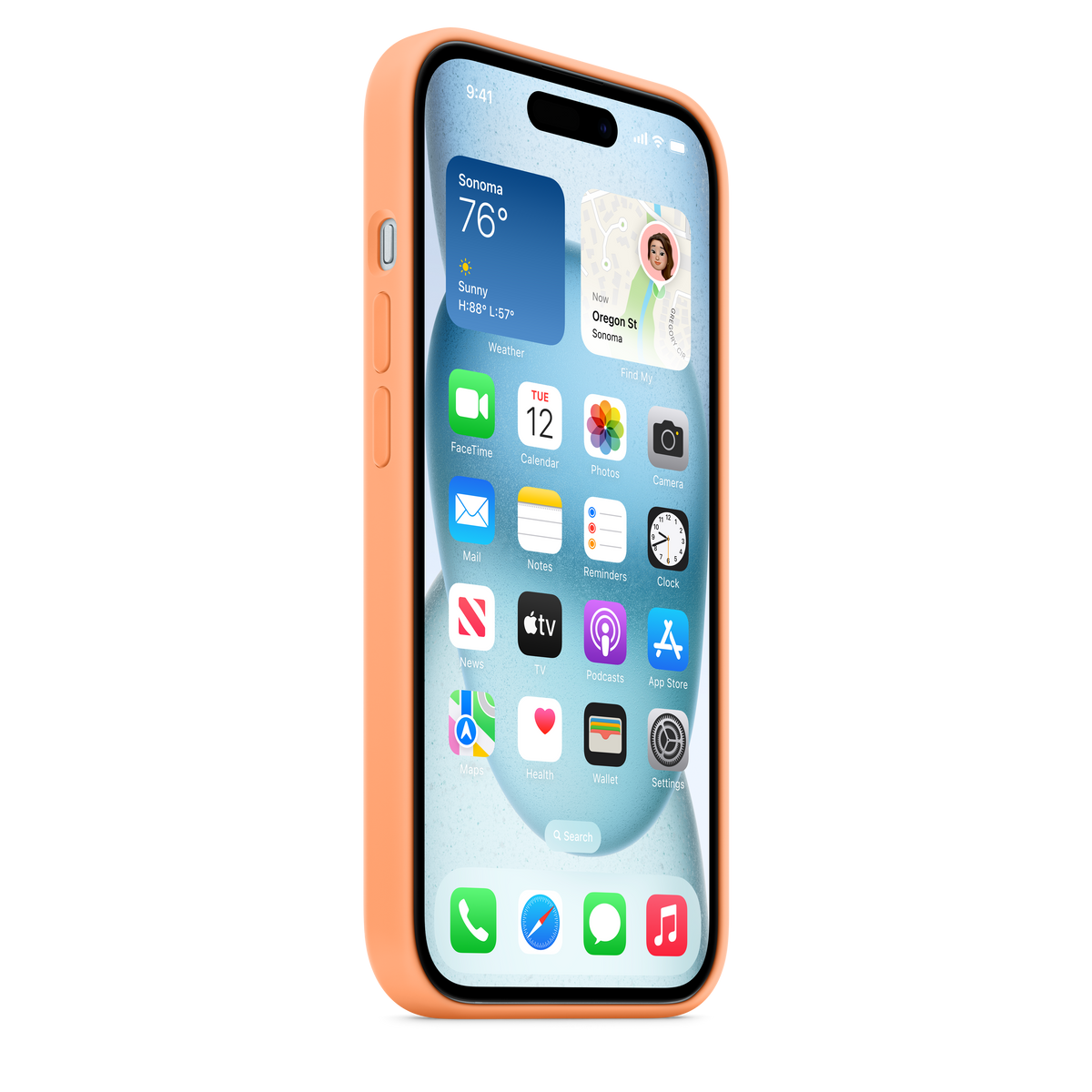Funda de silicona con MagSafe para el iPhone 15 - Naranja sorbete - Macnificos