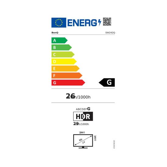 Benq SW242Q Monitor 24" 2K 99% Adobe RGB DCI-P3 HDR10 IPS USB-C 90W
