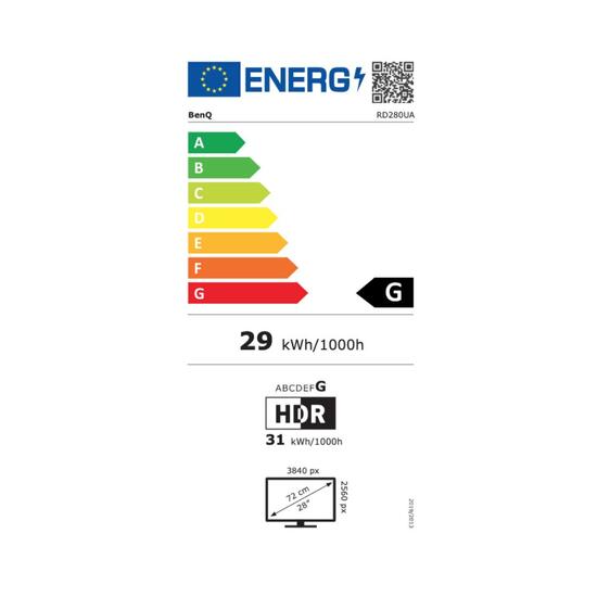 BenQ RD280UA Monitor 28" 4K+ para programación retroiluminación y brazo flexible USB-C 90 PD