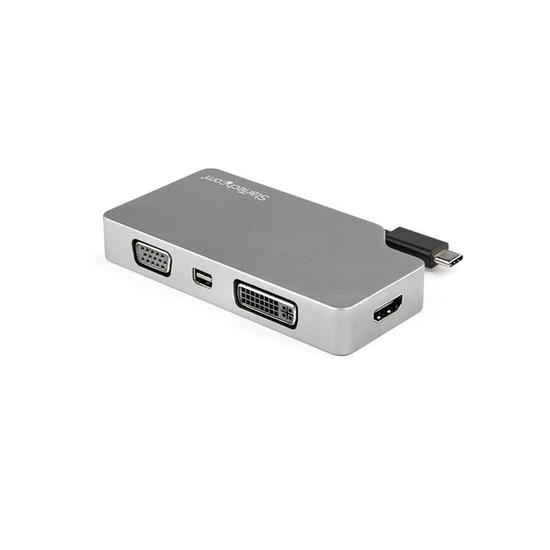 Startech Hub USB-C a VGA, DVI, HDMI y Mini DisplayPort 4K Gris Espacial