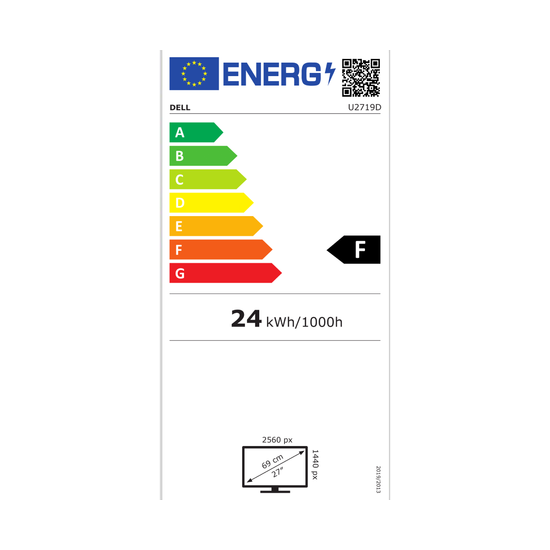 Dell U2719D Monitor 27" QHD 99% sRGB IPS HDMI DP