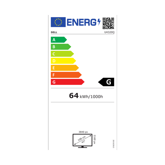 Dell U4320Q Monitor 43" UHD 4K IPS USB-C 