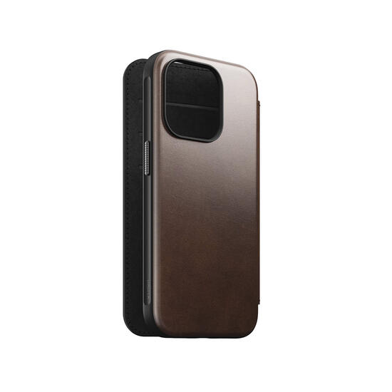 Nomad Modern Leather Folio Funda Piel Horween para iPhone 15 Pro Marrón 