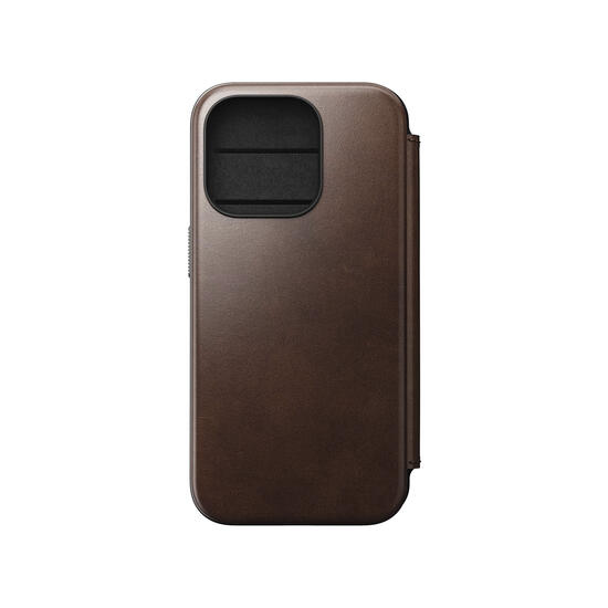 Nomad Modern Leather Folio Funda Piel Horween para iPhone 15 Pro Marrón 