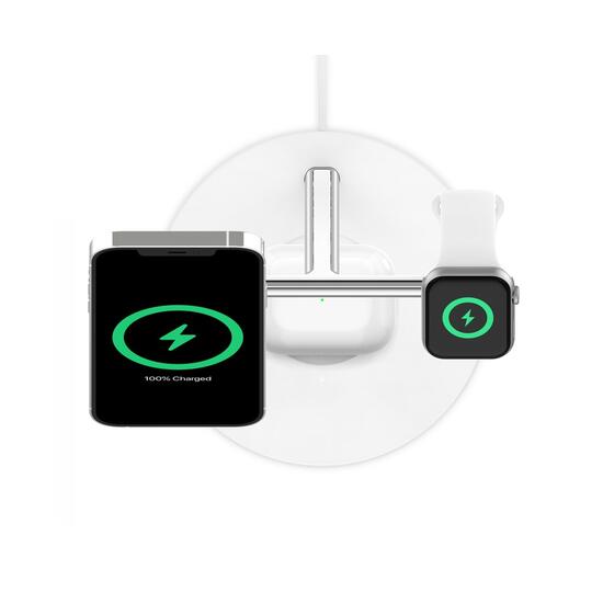 Belkin BoostCharge Pro Cargador Inalámbrico 3 en 1 V2 MagSafe 15 W Blanco