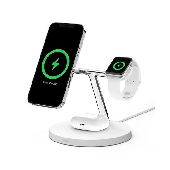 Belkin BoostCharge Pro Cargador Inalámbrico 3 en 1 V2 MagSafe 15 W Blanco